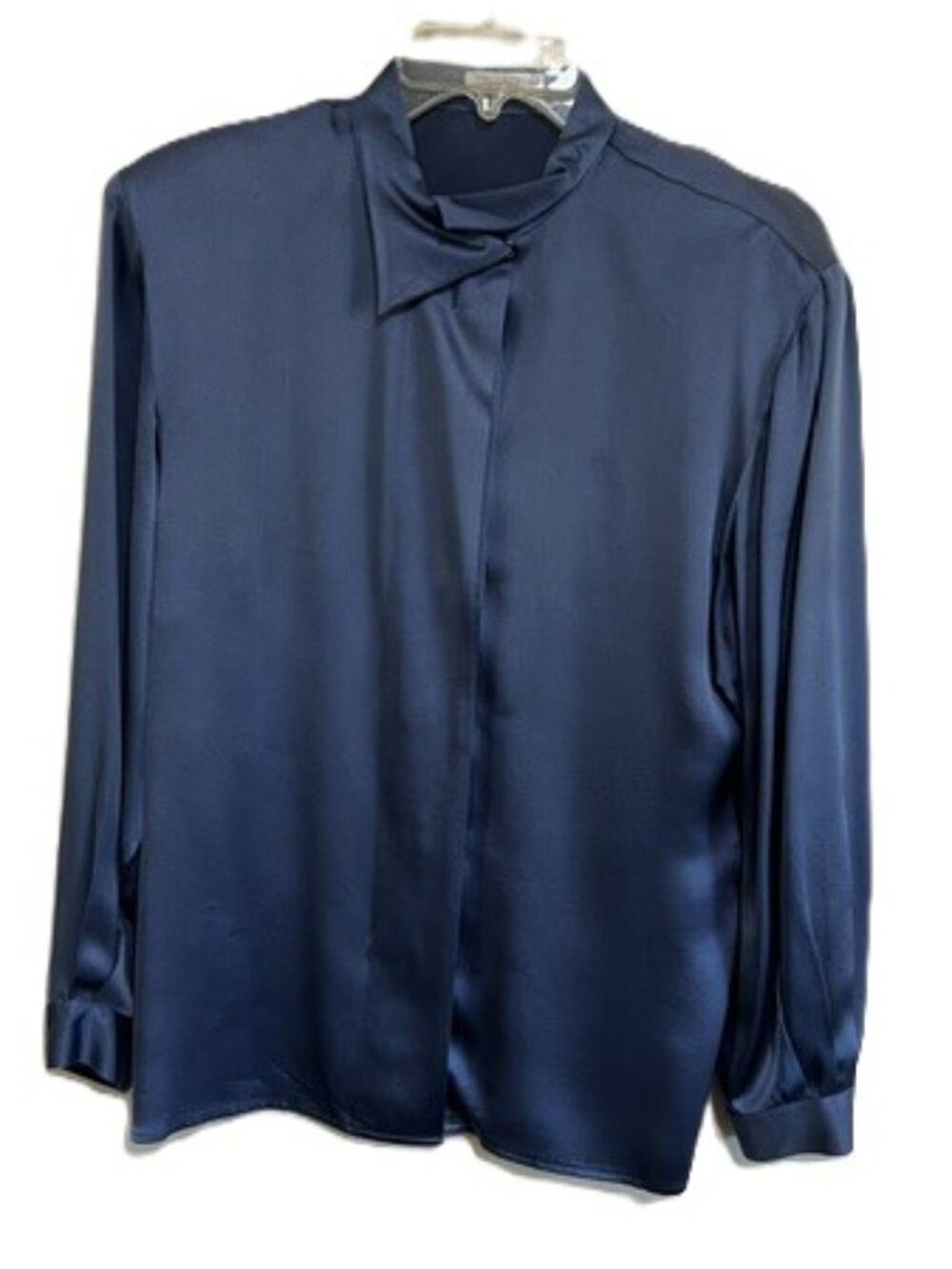 Tahari Silk Blouse Blue Sz 8 - Picture 1 of 11